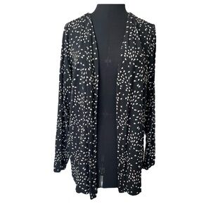 J. Jill Wearever Collection | Black Abstract Print Open Front Long Cardigan, 1X